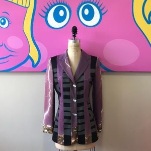 Moschino Purple Energy Lightening Bolt Blazer